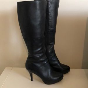 Aldo black leather knee high boot